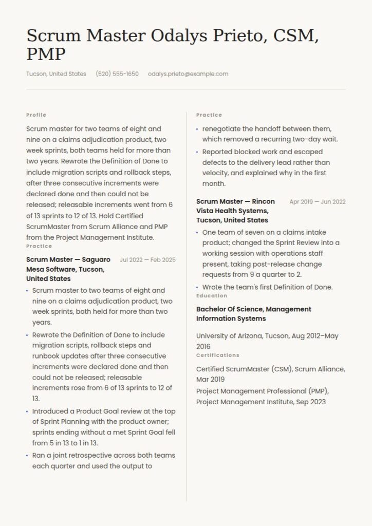 Scrum Master Resume Examples & Templates