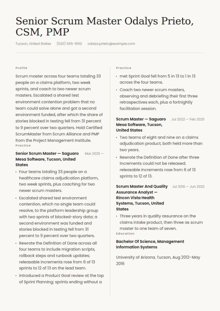 Scrum Master Resume Examples & Templates