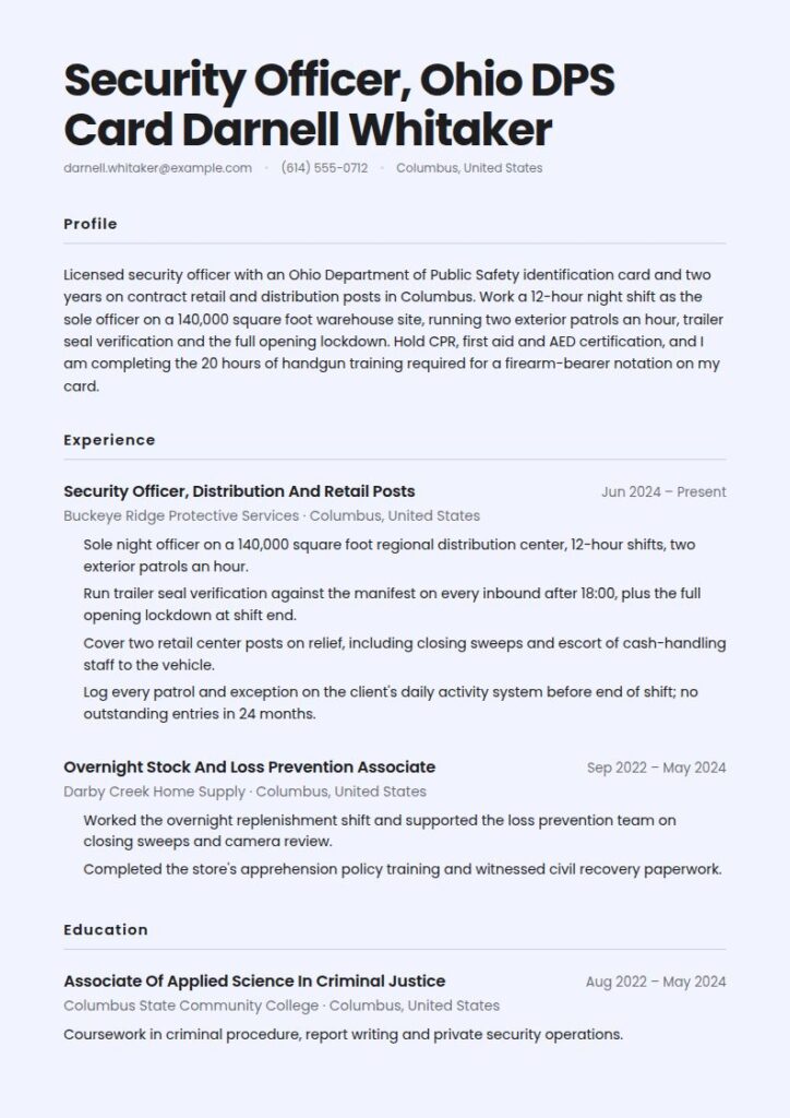 Security Guard Resume Examples & Templates