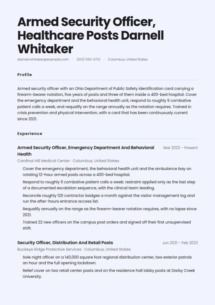 Security Guard Resume Examples & Templates