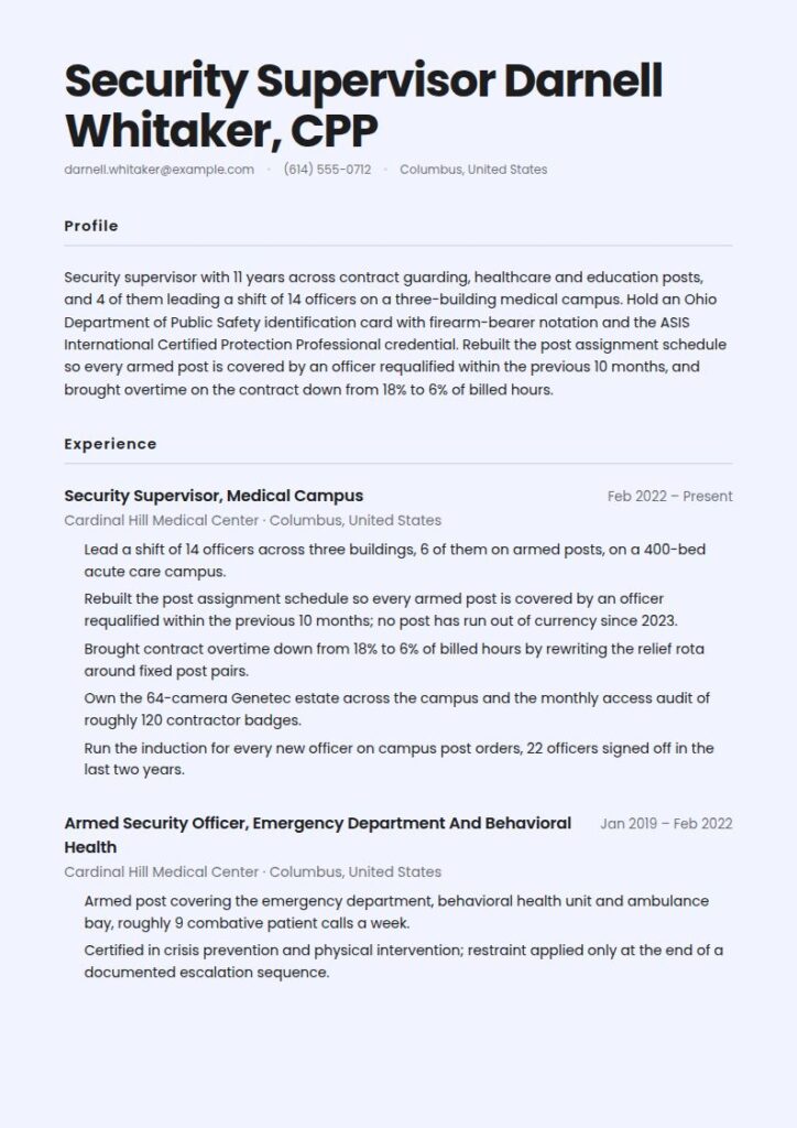 Security Guard Resume Examples & Templates