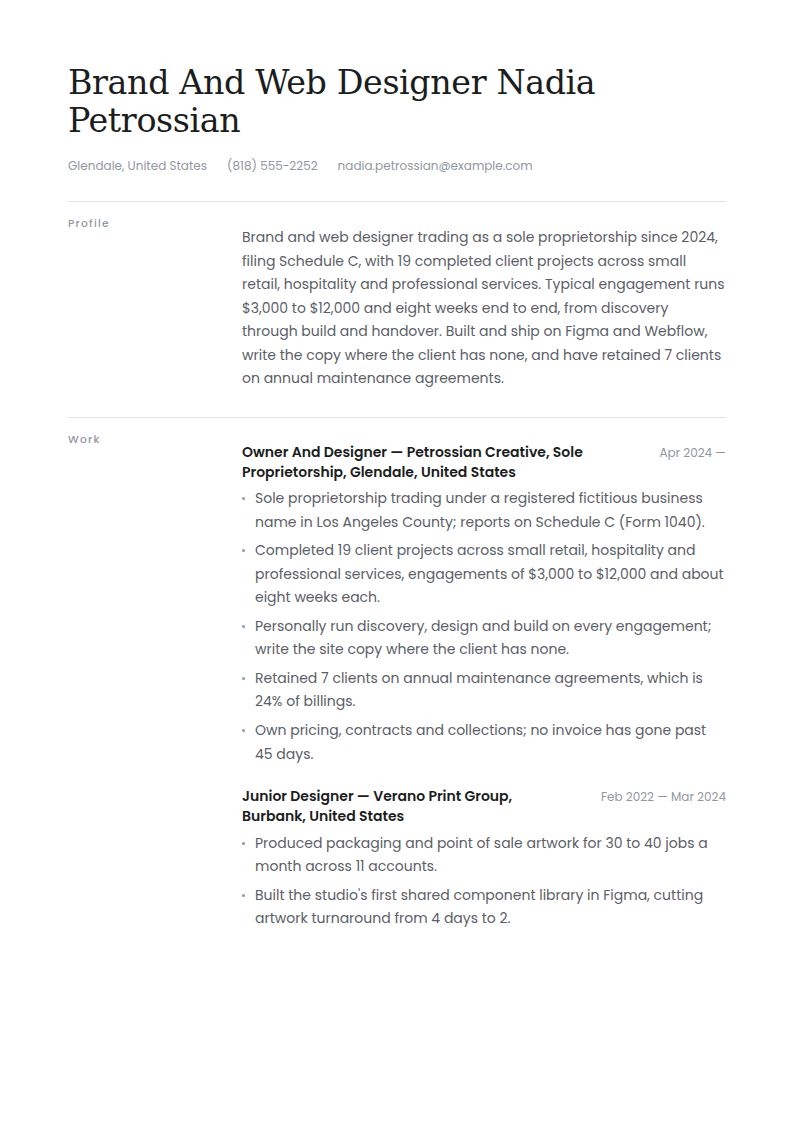 Self-Employed Resume Examples & Templates