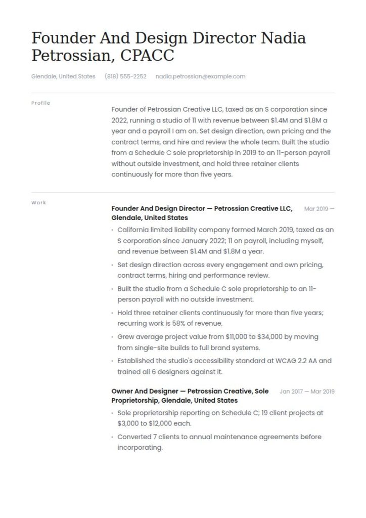 Self-Employed Resume Examples & Templates