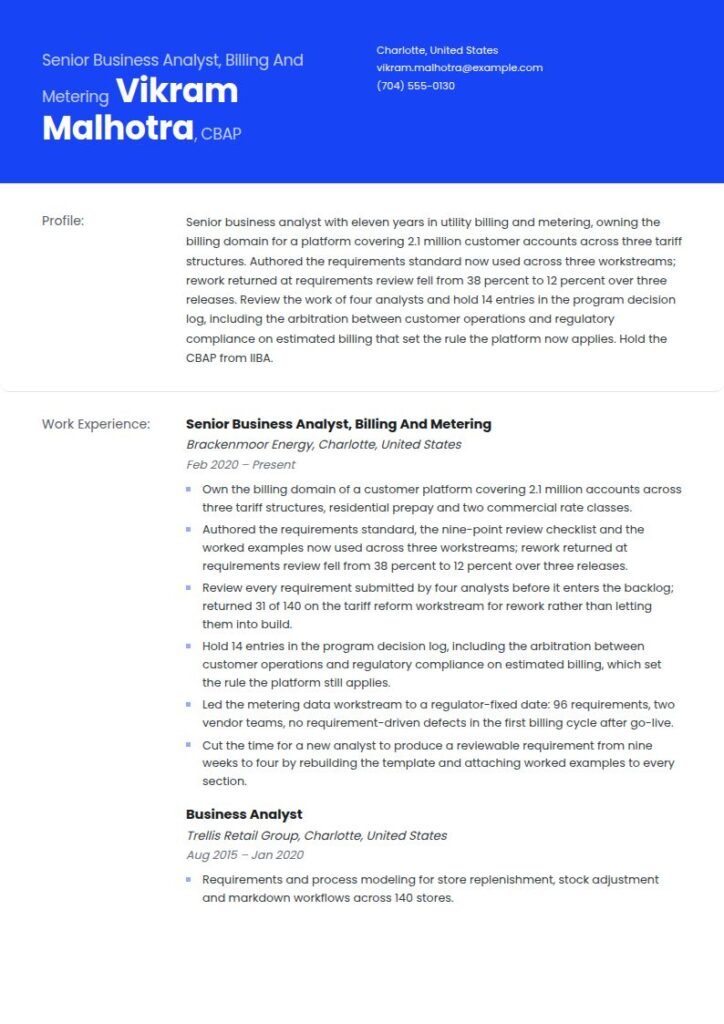 Senior Business Analyst Resume Examples & Templates