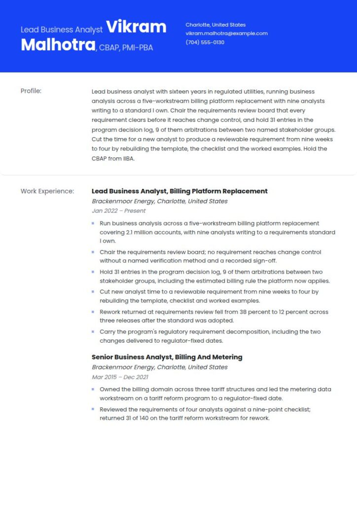Senior Business Analyst Resume Examples & Templates