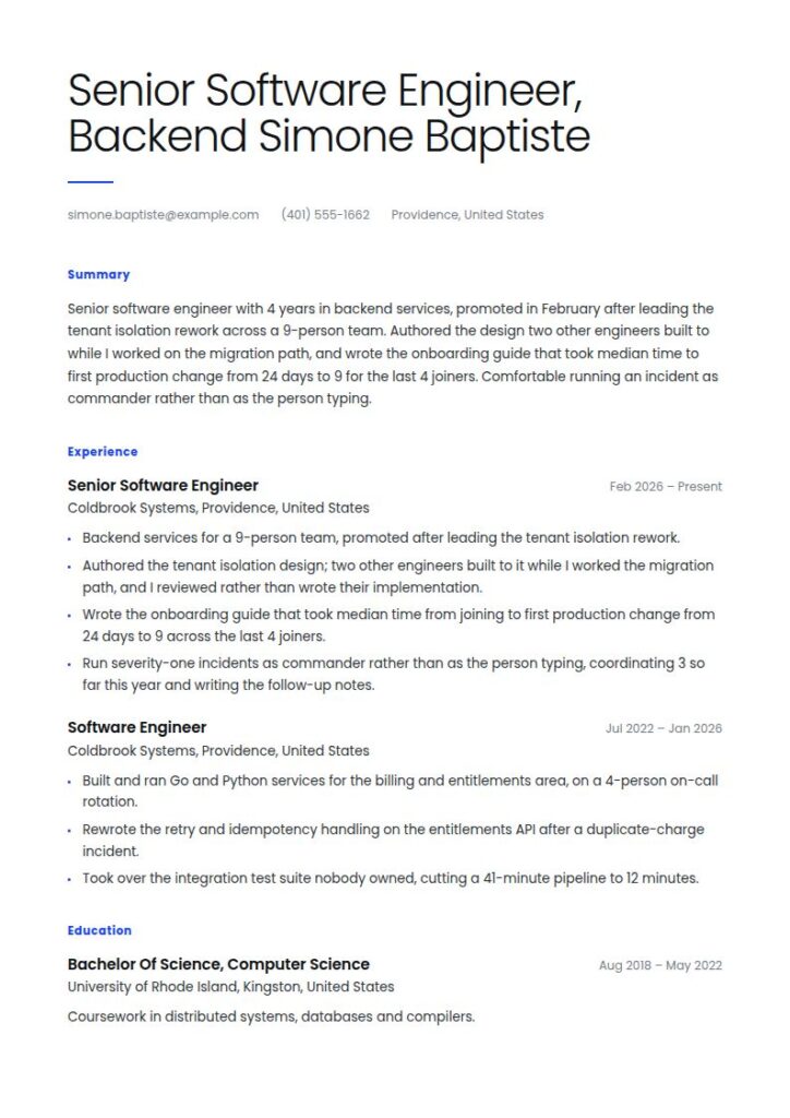 Senior Software Engineer Resume Examples & Templates