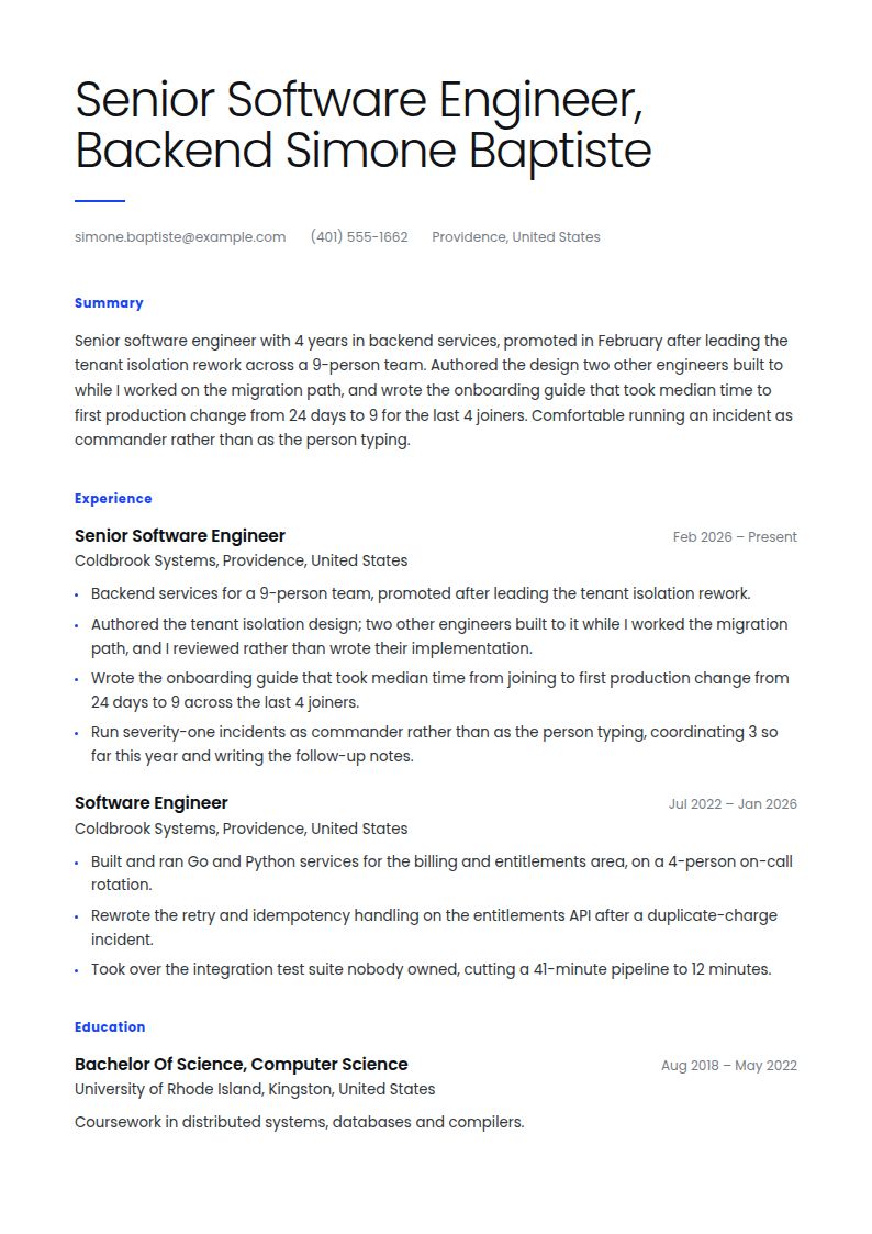 Senior Software Engineer Resume Examples & Templates