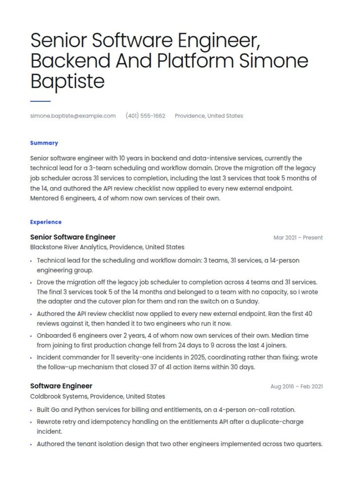 Senior Software Engineer Resume Examples & Templates
