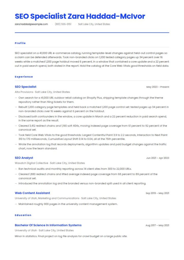 SEO Resume Examples & Templates