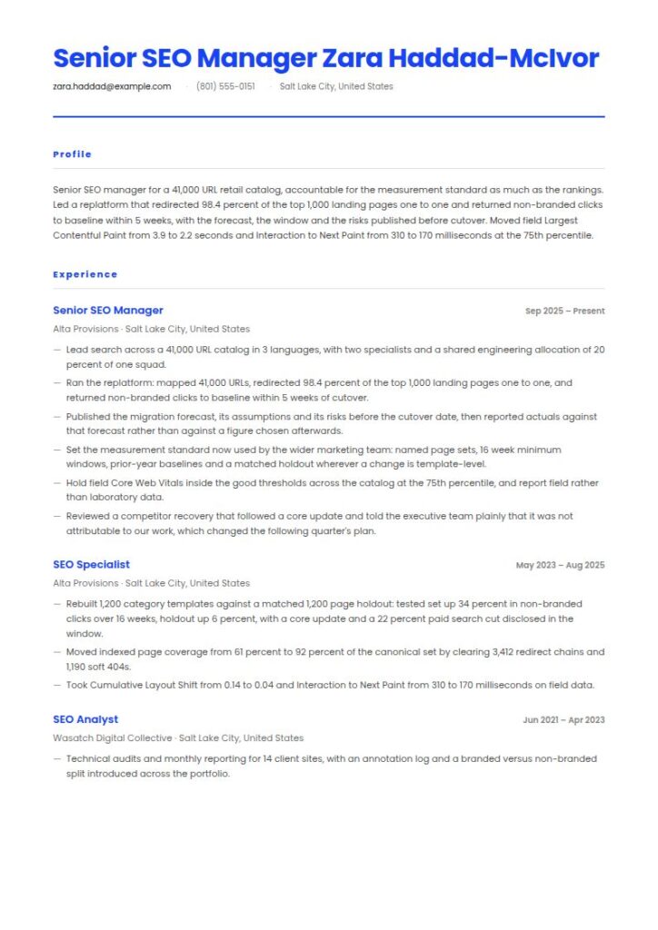 SEO Resume Examples & Templates