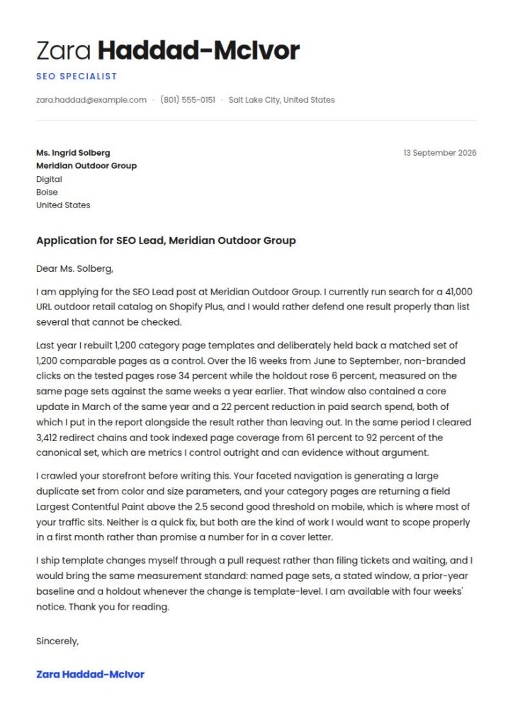 SEO Cover Letter Examples & Templates