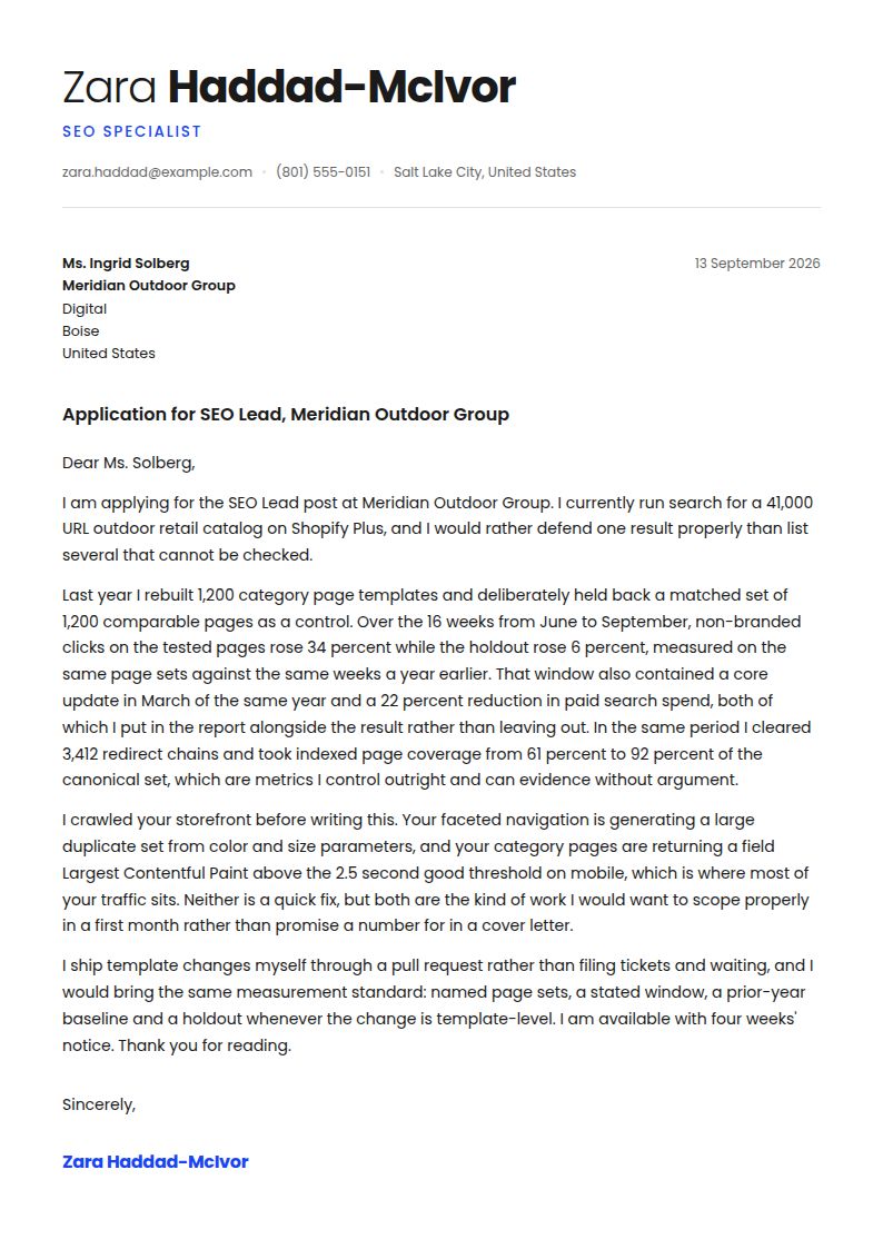 SEO Cover Letter Examples & Templates