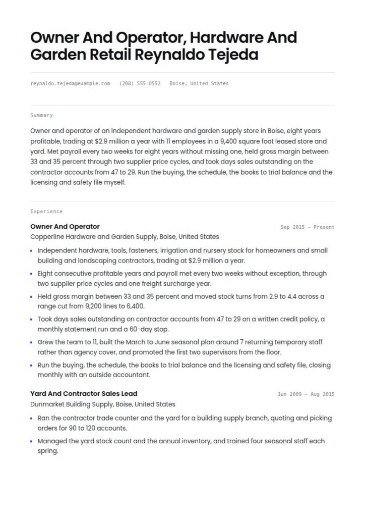 Small Business Owner Resume Examples & Templates
