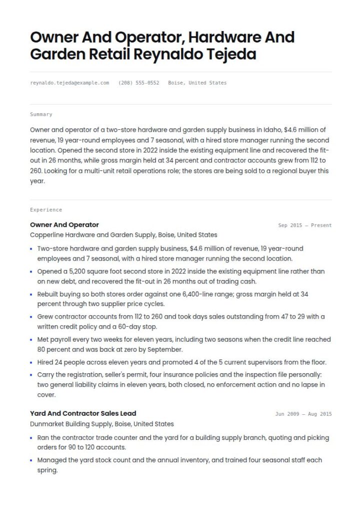 Small Business Owner Resume Examples & Templates