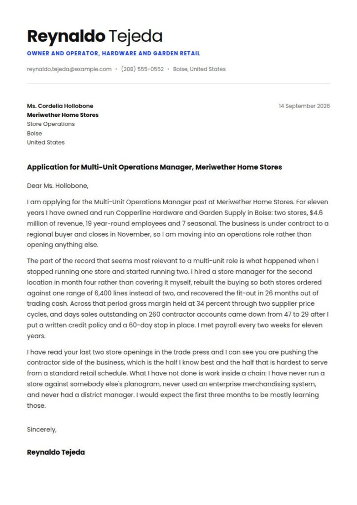 Small Business Owner Cover Letter Examples & Templates