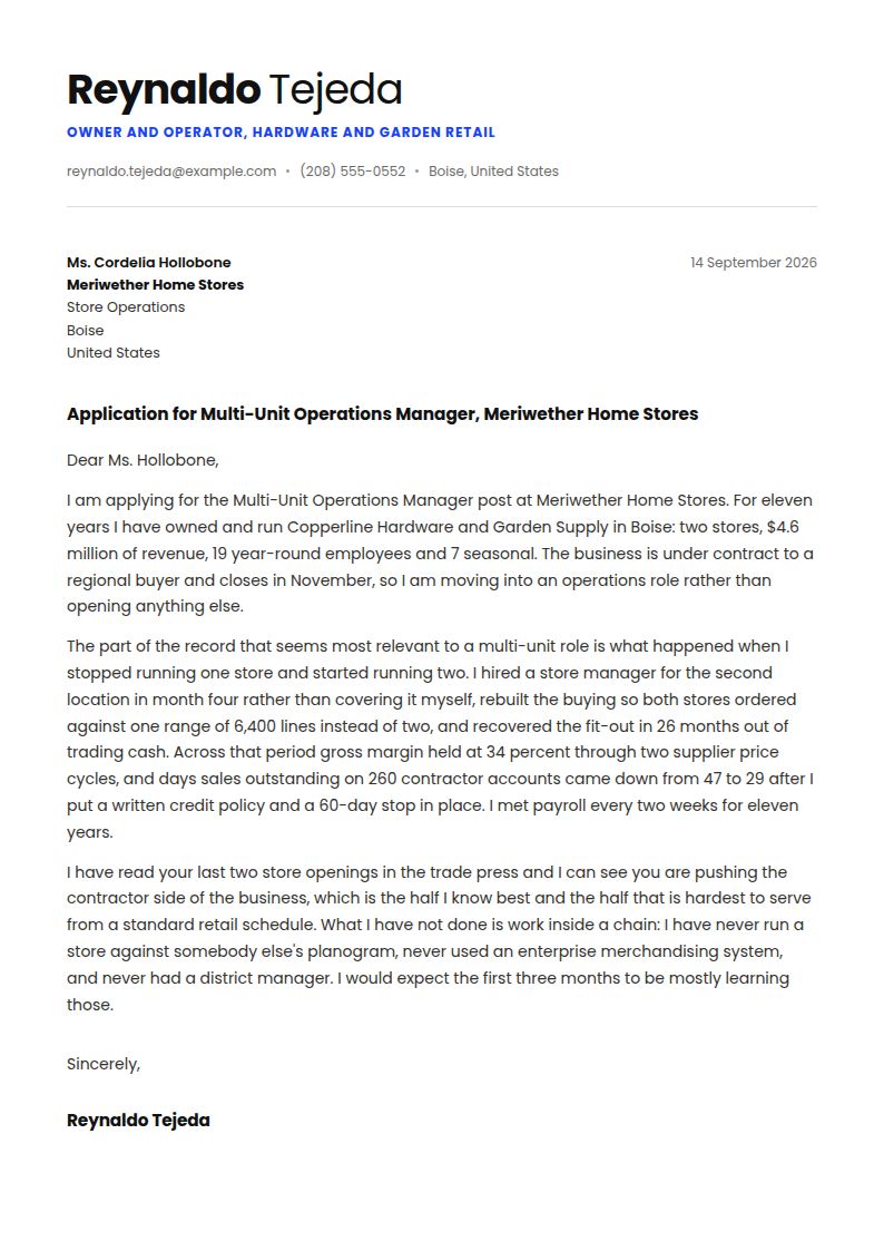 Small Business Owner Cover Letter Examples & Templates