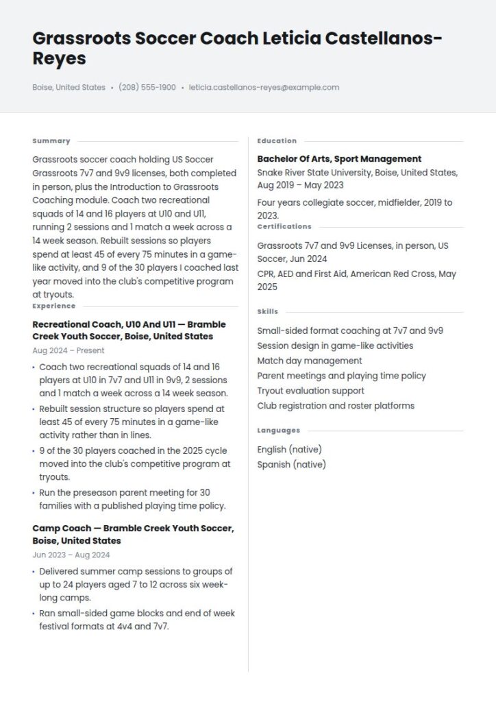 Soccer Coach Resume Examples & Templates
