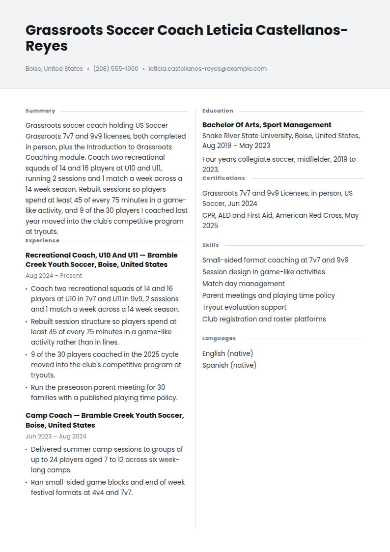Soccer Coach Resume Examples & Templates