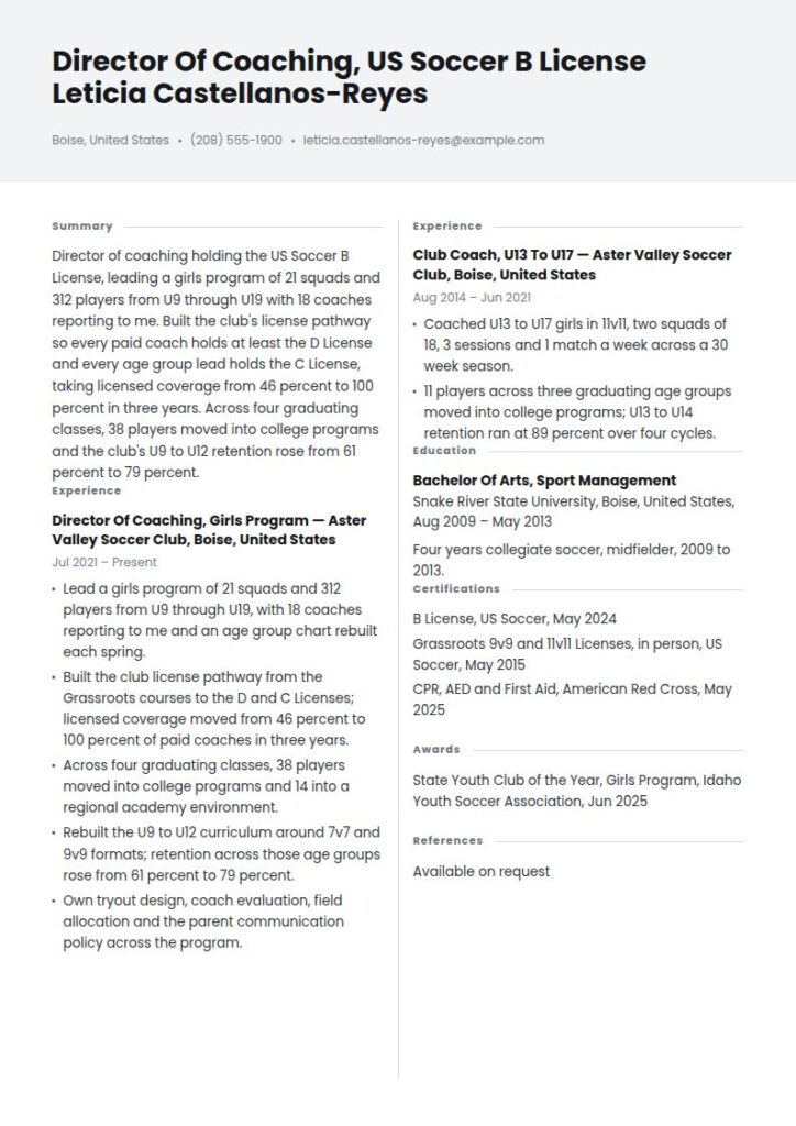 Soccer Coach Resume Examples & Templates