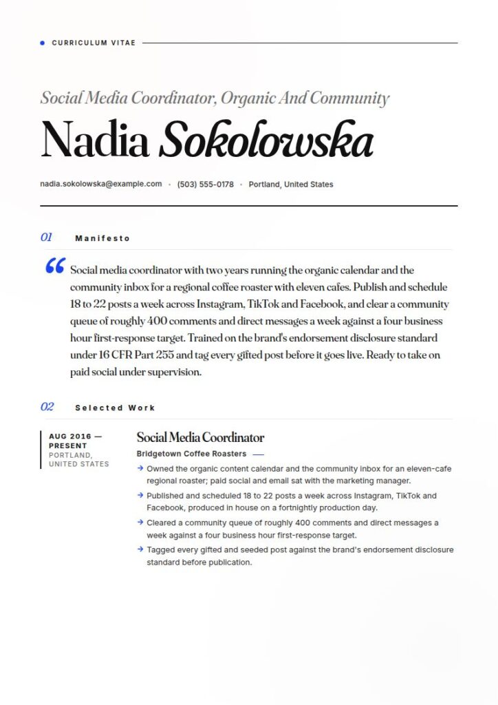 Social Media Manager Resume Examples & Templates