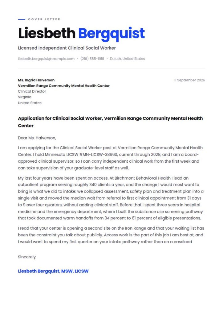 Social Worker Cover Letter Examples & Templates