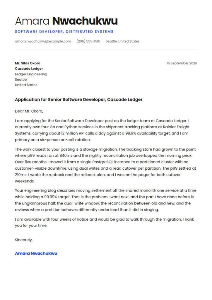 Software Developer Cover Letter Examples & Templates