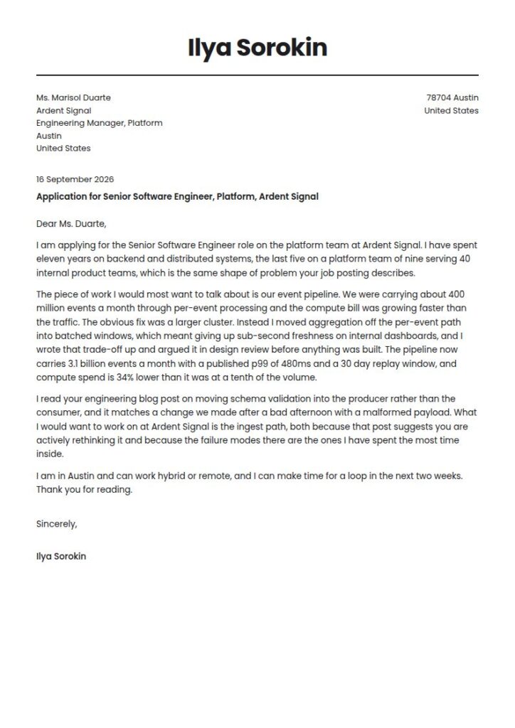 Software Engineer Cover Letter Examples & Templates
