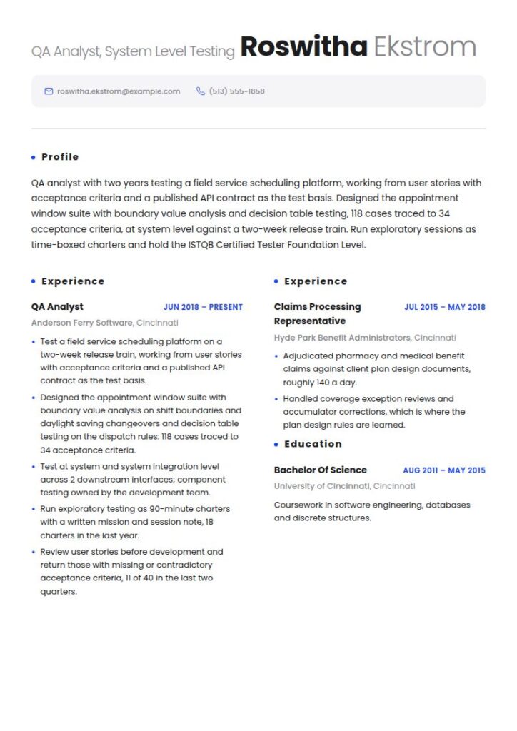 Software Tester Resume Examples & Templates