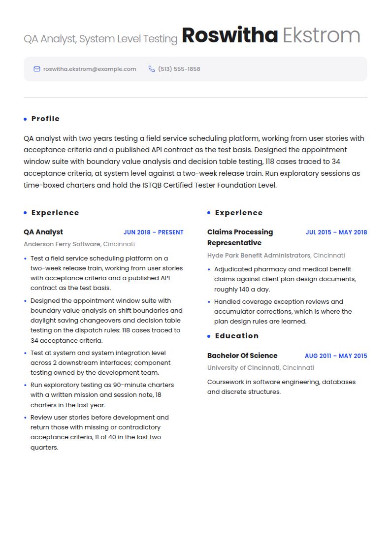 Software Tester Resume Examples & Templates