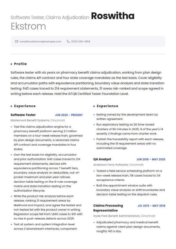 Software Tester Resume Examples & Templates