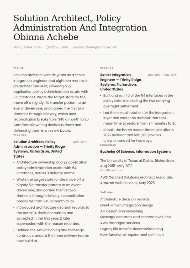 Solution Architect Resume Examples & Templates