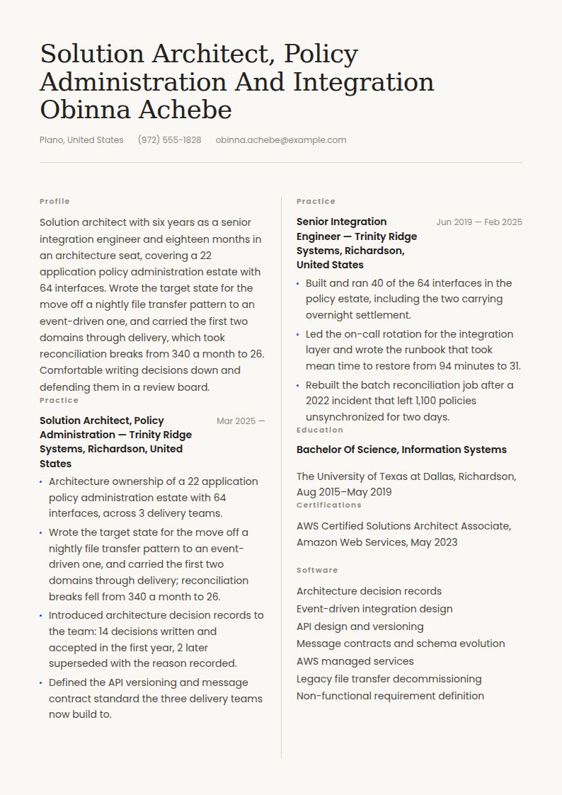 Solution Architect Resume Examples & Templates