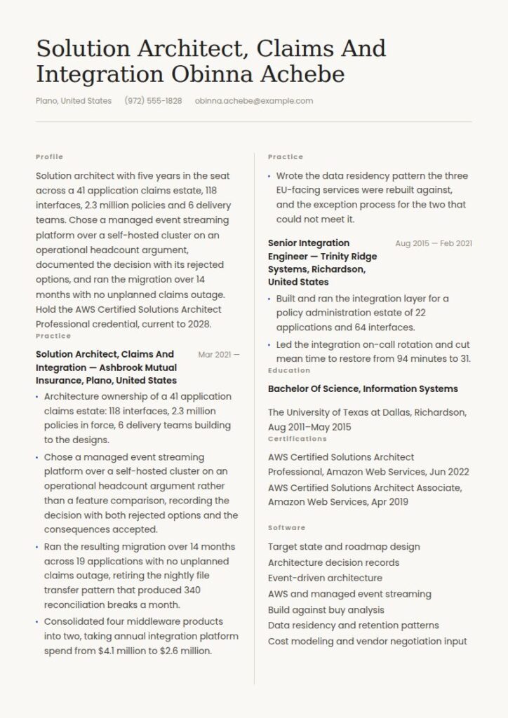Solution Architect Resume Examples & Templates