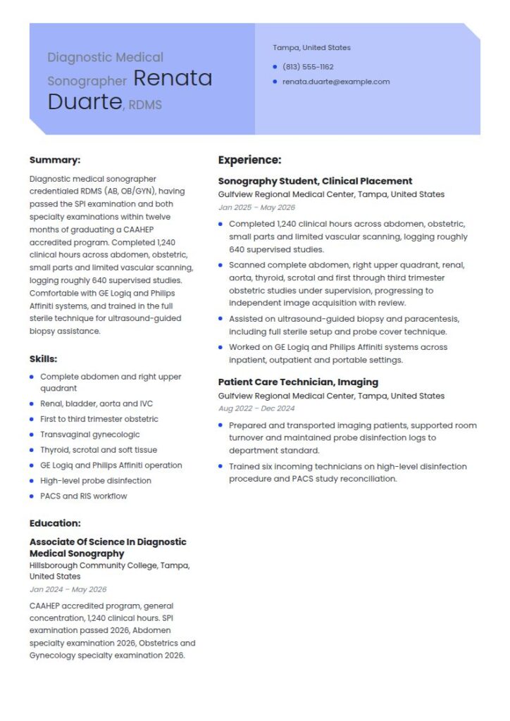 Sonographer Resume Examples & Templates