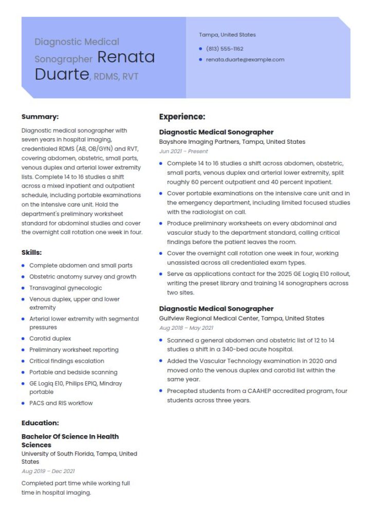 Sonographer Resume Examples & Templates