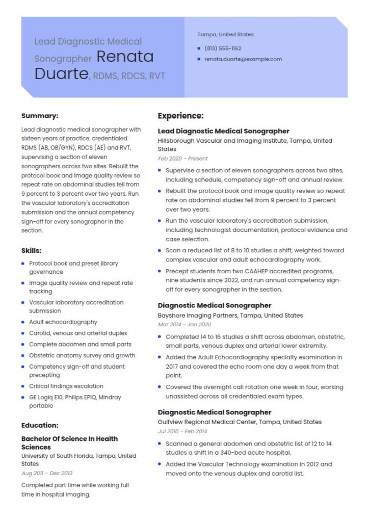 Sonographer Resume Examples & Templates