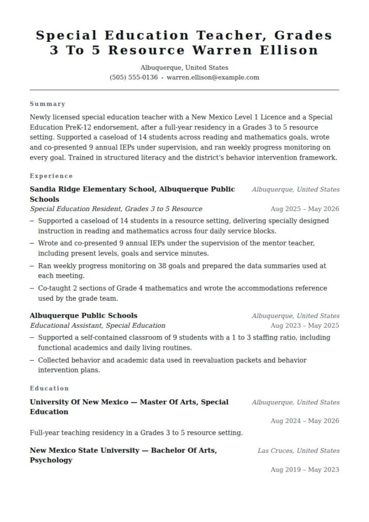 Special Education Teacher Resume Examples & Templates