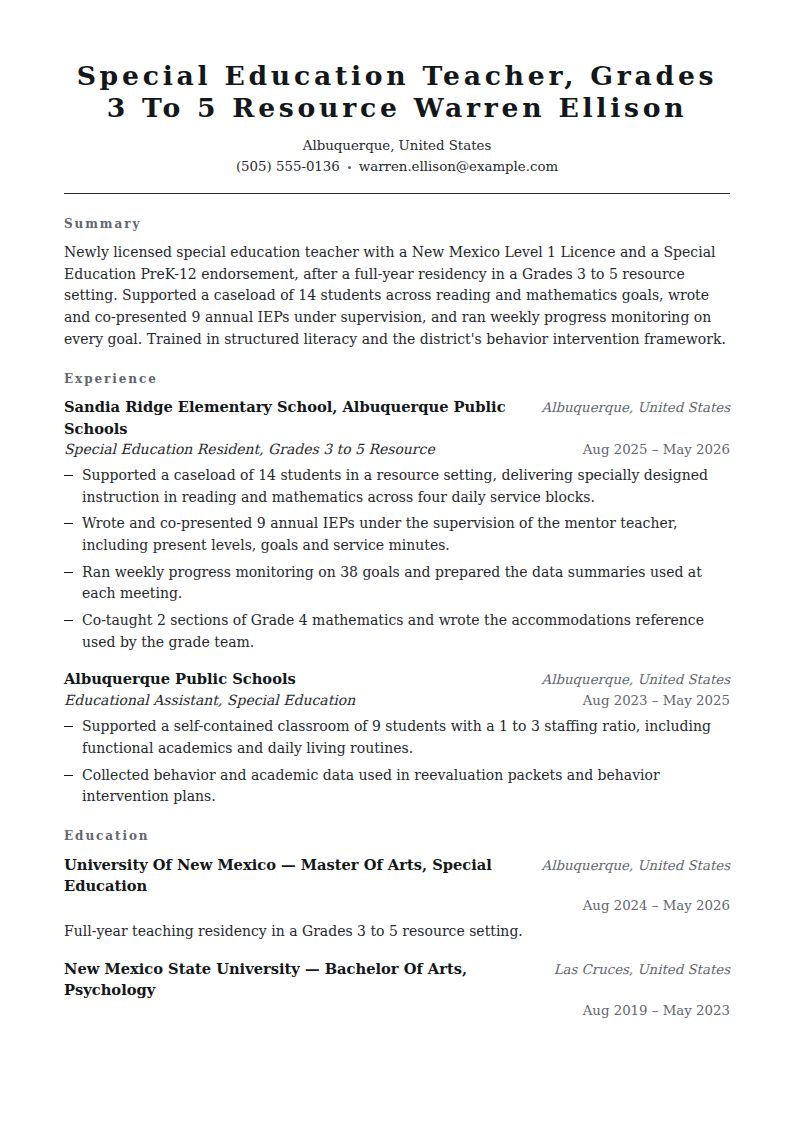 Special Education Teacher Resume Examples & Templates
