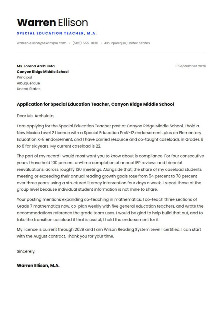 Special Education Teacher Cover Letter Examples & Templates
