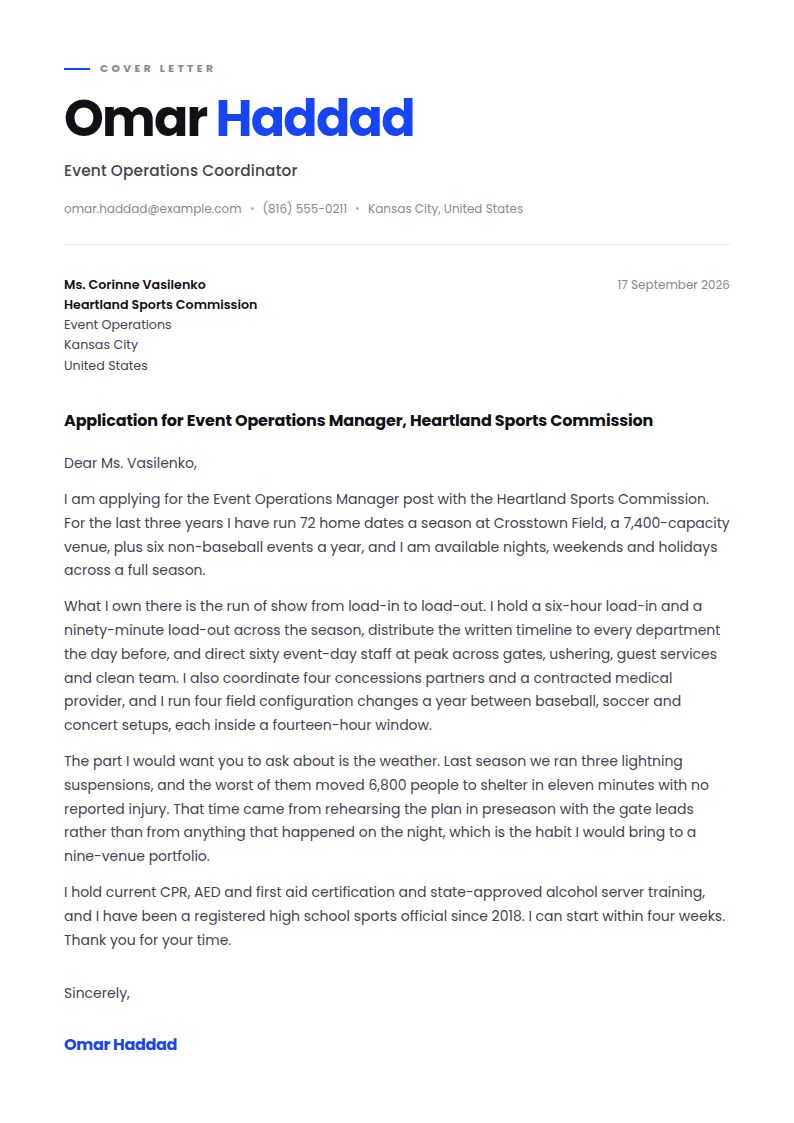 Sports Cover Letter Examples & Templates