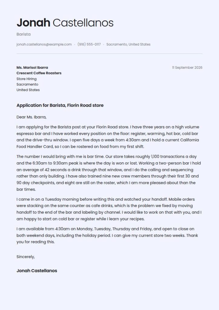 Starbucks Cover Letter Examples & Templates