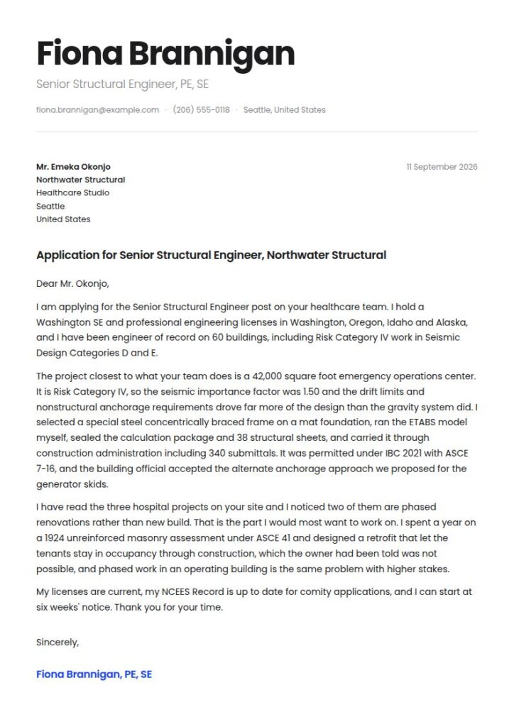 Structural Engineer Cover Letter Examples & Templates