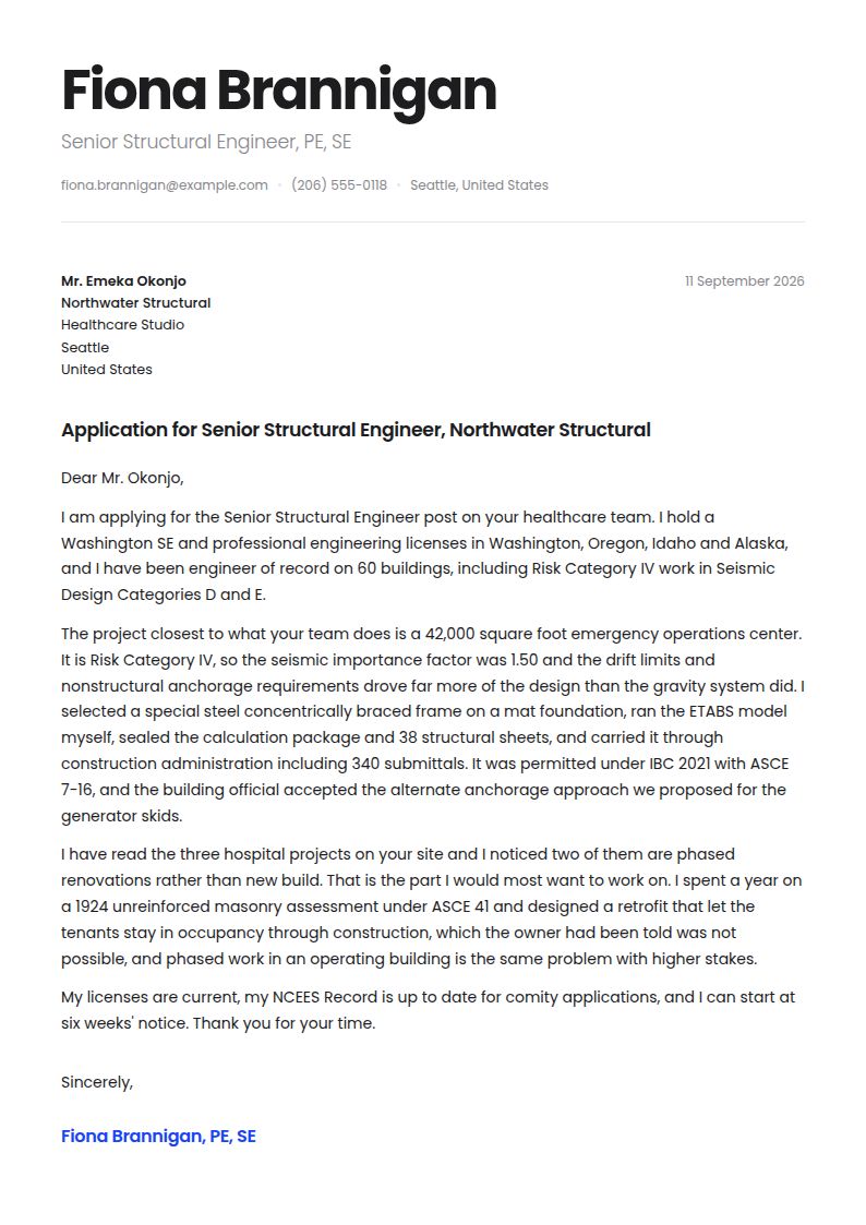 Structural Engineer Cover Letter Examples & Templates
