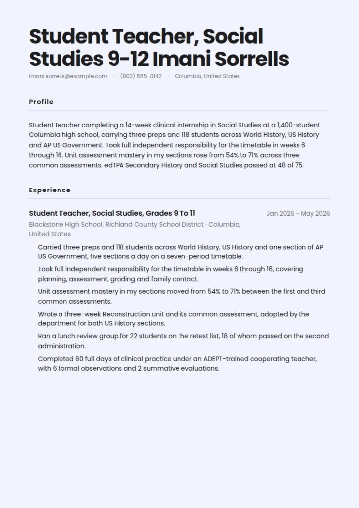 Student Teacher Resume Examples & Templates