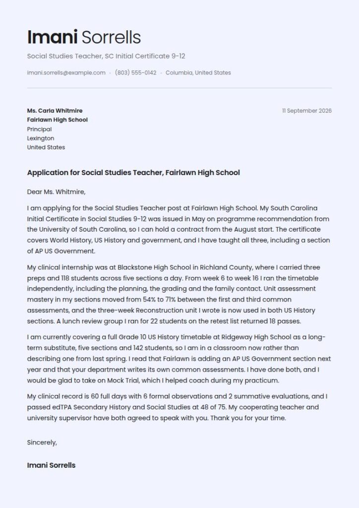 Student Teacher Cover Letter Examples & Templates