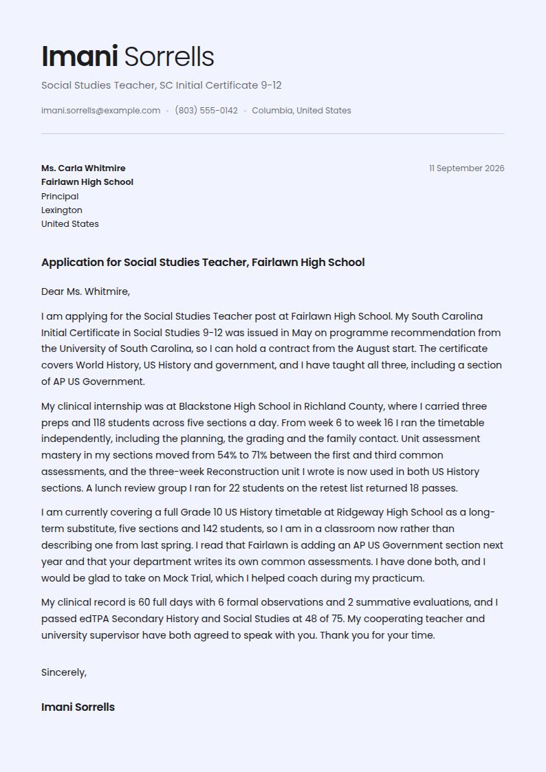Student Teacher Cover Letter Examples & Templates