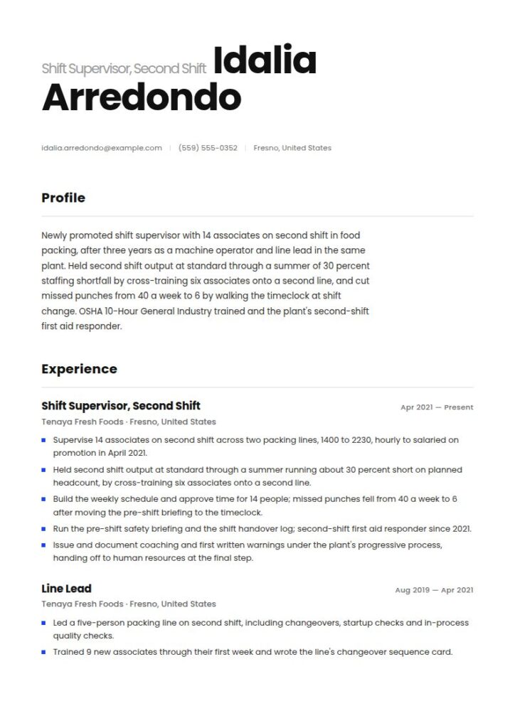 Supervisor Resume Examples & Templates