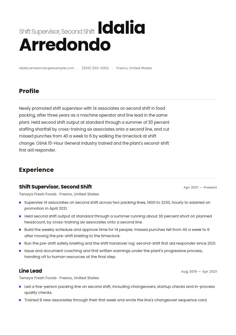 Supervisor Resume Examples & Templates