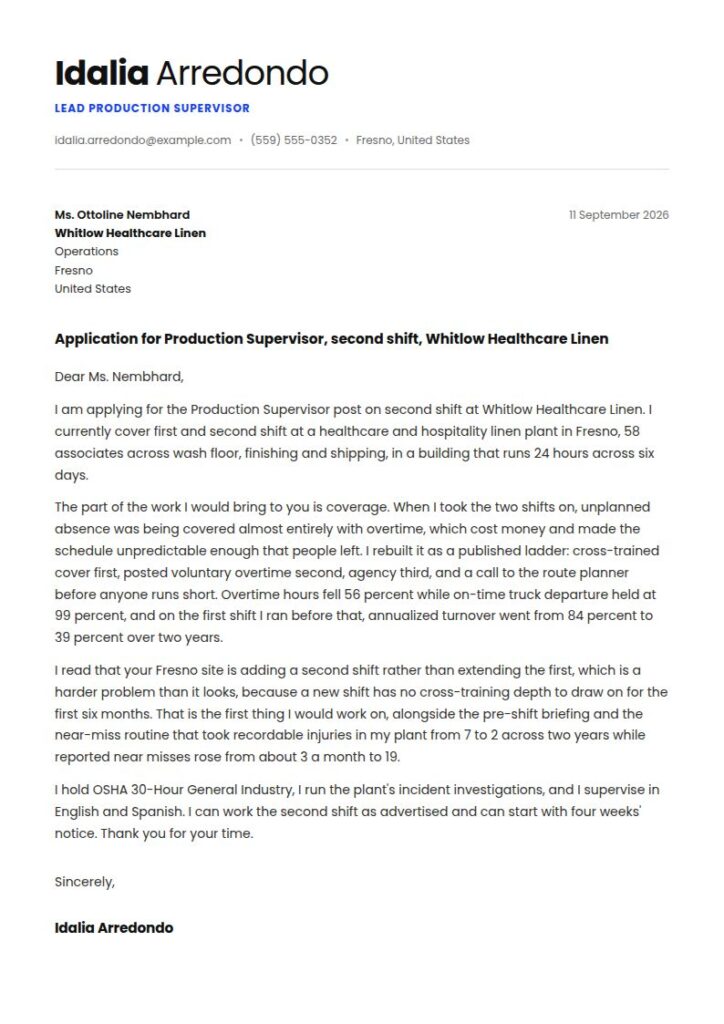 Supervisor Cover Letter Examples & Templates