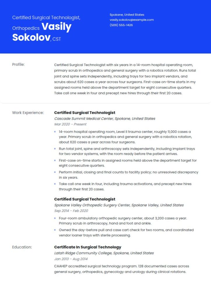Surgical Tech Resume Examples & Templates